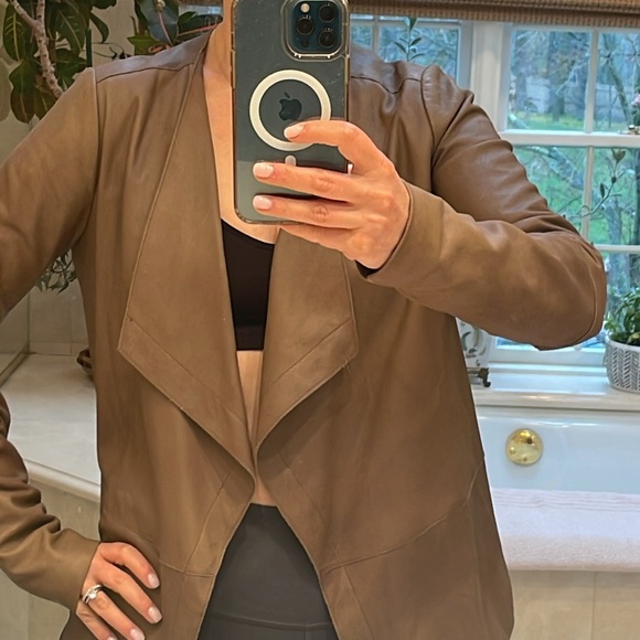 Vince Leather Draped Jacket - Picture 7 of 8